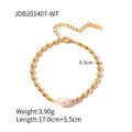 Uworld Vintage Stainless Steel Pearl Necklace 18K Gold Plated Bead Chain Single Pearl Pendant Bracelet Necklace