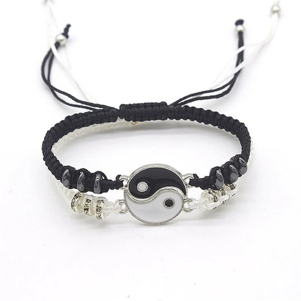 2022 New Best Friend Bracelets for 2 Matching Yin Yang Adjustable Cord Bracelet for Bff Friendship Relationship Boyfriend Girlfr