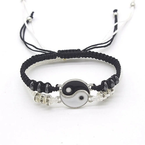 2022 New Best Friend Bracelets for 2 Matching Yin Yang Adjustable Cord Bracelet for Bff Friendship Relationship Boyfriend Girlfr