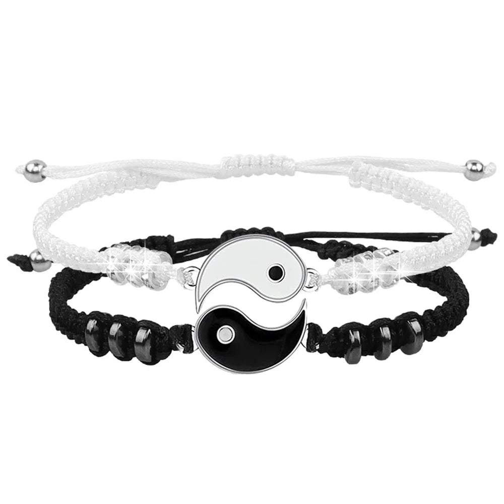 2022 New Best Friend Bracelets for 2 Matching Yin Yang Adjustable Cord Bracelet for Bff Friendship Relationship Boyfriend Girlfr