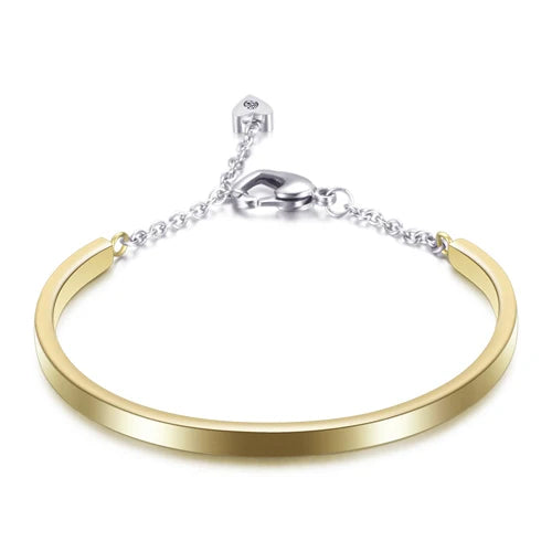 Luxury Wedding Bracelet Jewelry Stainless Steel Gold Color Pulseras Mujer OL Style Cubic Zirconia Fashion Party Bangle