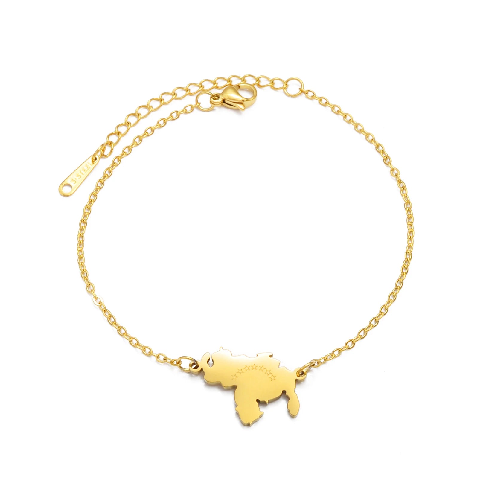 Anniyo 18CM + 4CM Venezuela Map Bracelet for Women Stainless Steel Jewelry Bangle @315821
