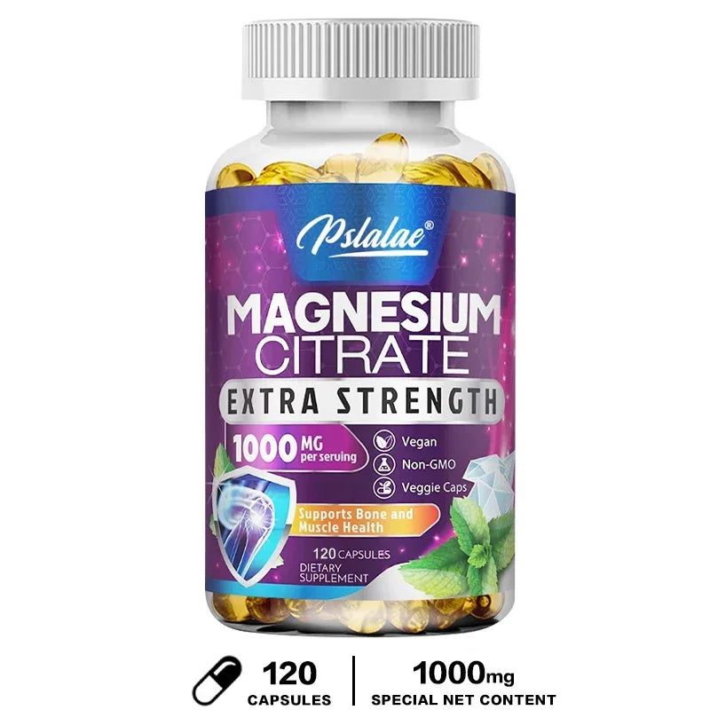 High Absorption Magnesium Citrate Capsules 1000 Mg - for Muscle, Nerve, Bone and Heart Health
