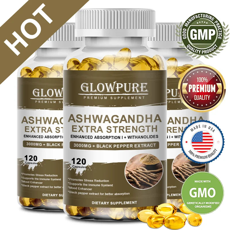 Ashwagandha Root Extract Capsules for Stress, Mood, Sleep, Energy and Focus Premium Formula Supplement