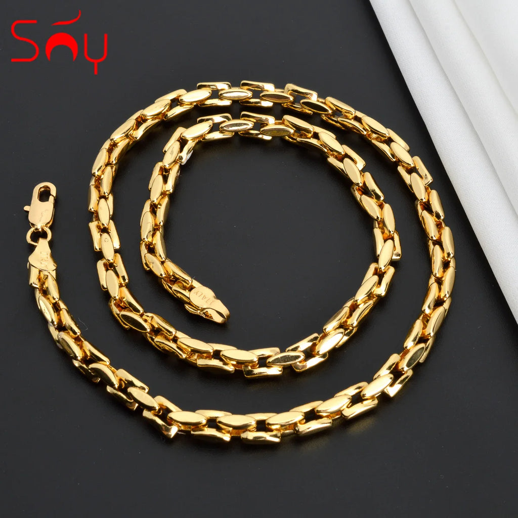 Dubai 18k Gold-Plated Hiphop Link Chain Necklace For Women Man Statement Gold Color Choker Classic Trendy Wedding Party Gifts