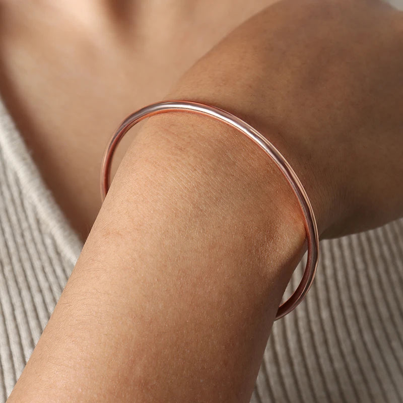 Simple Round Women's Stainless Steel Bracelet Rose Gold Color Silver 5 Sizes High Quality Gold-plated Bangle Jewelry Wholesale