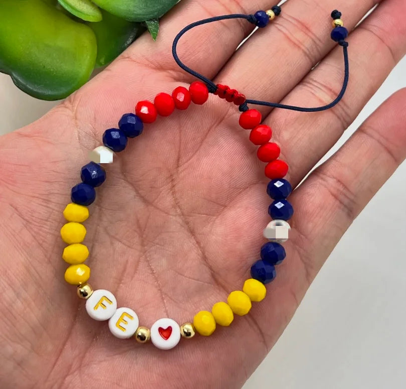 Handmade Venezuela bracelet, Venezuela flag bracelet, Venezuelan jewelry，FE charm bracelet