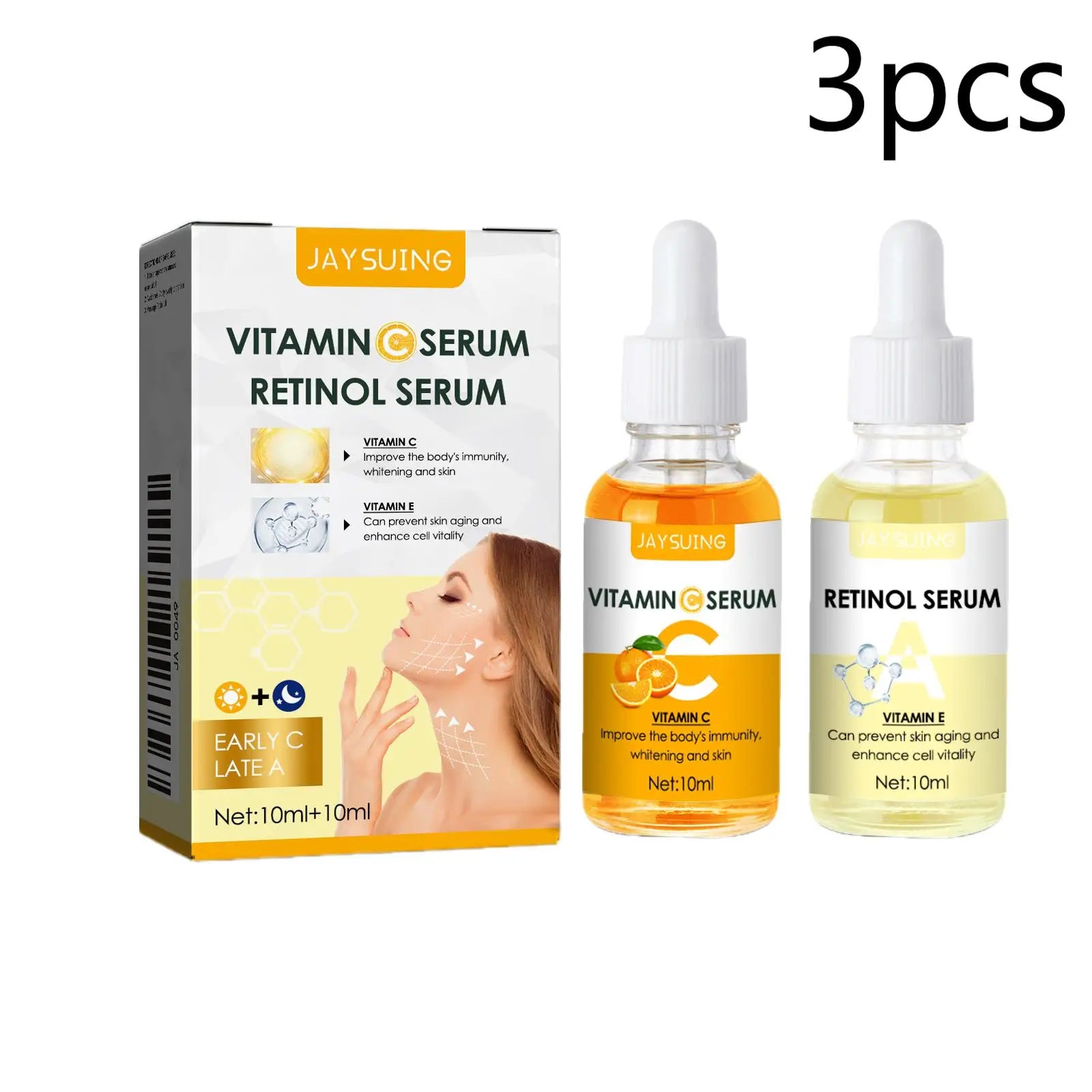 Day Night Vitamin C Retinol Serum Set, Anti-Aging Firming & Brightening Duo, Hydrating Skin Care Combo