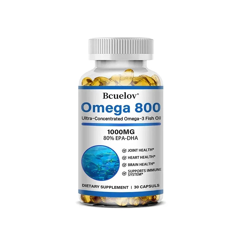 Bcuelov Fish Oil Omega 3 Supplements, 1000mg Softgels, Omega 3 Fish Oil for Healthy Heart, Brain Support, 30/60/120 Capsules