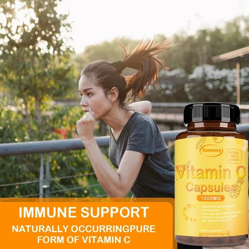 Vitamin C Capsules 1000mg - Immune Support, Cellular Energy Production, Improve Skin Brightening, Skin, Teeth & Heart Health