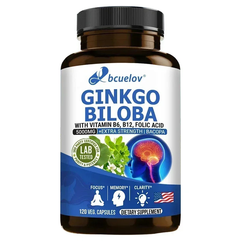 Ginkgo Biloba Capsules - Brain Supplement, Memory Support Supplement, Brain Function, Focus, Concentration