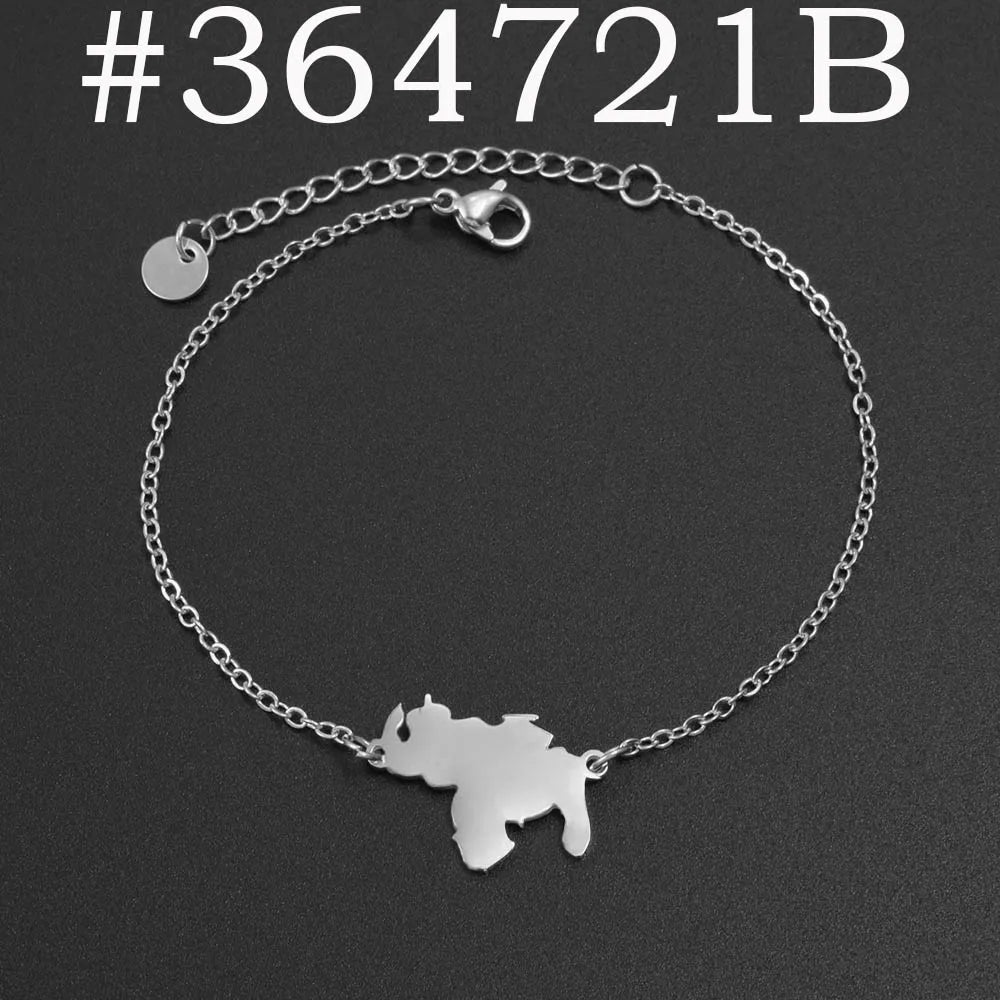 Anniyo 18CM + 5CM Venezuela Map Bracelet for Women Stainless Steel Jewelry  #364721