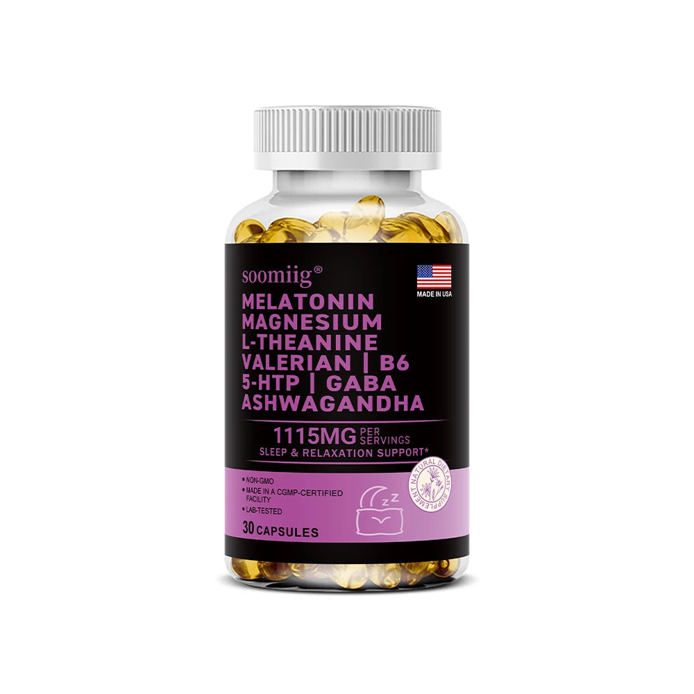 12-in-1 Melatonin 5mg Sleep Capsules 90pcs Vegan, Non-GMO, For Sleep, Stress & Mood Support - Natural Sleep Aids for Adults
