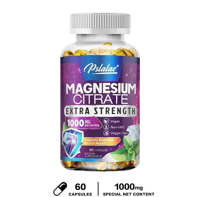 High Absorption Magnesium Citrate Capsules 1000 Mg - for Muscle, Nerve, Bone and Heart Health