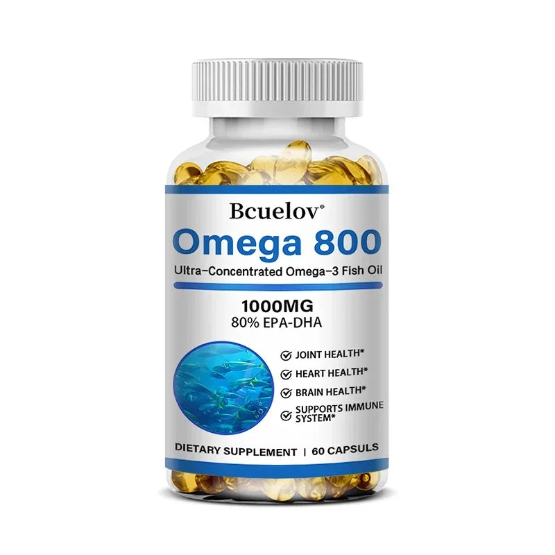 Bcuelov Fish Oil Omega 3 Supplements, 1000mg Softgels, Omega 3 Fish Oil for Healthy Heart, Brain Support, 30/60/120 Capsules