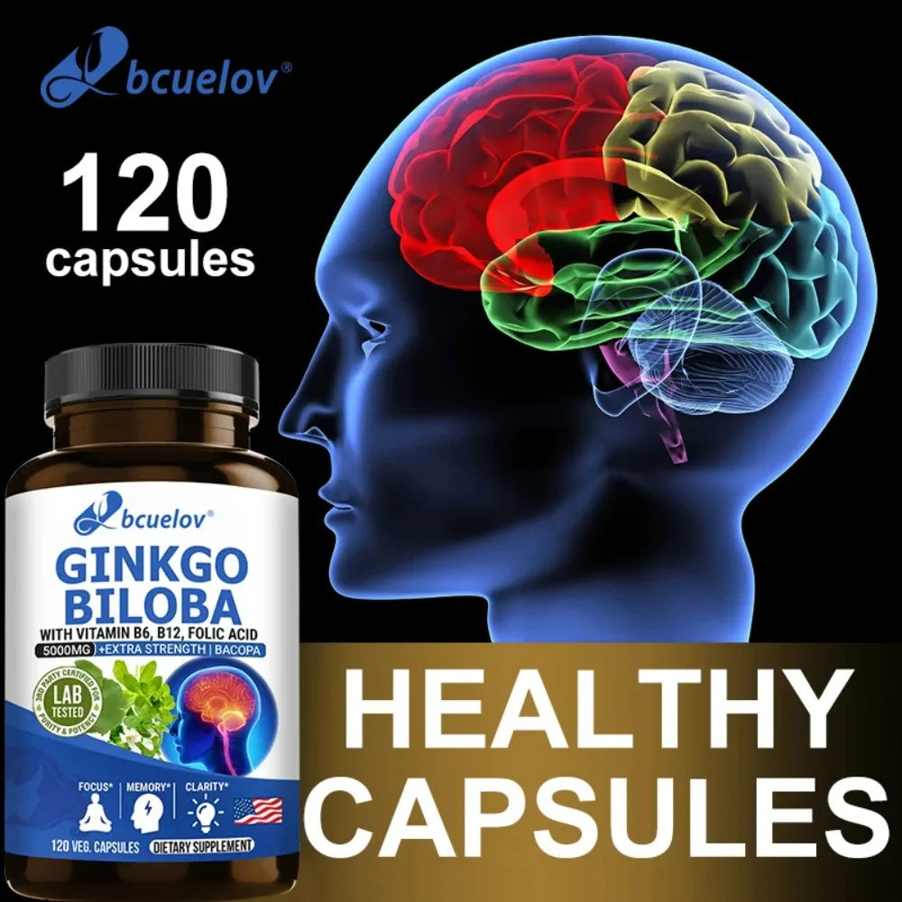 Ginkgo Biloba Capsules - Brain Supplement, Memory Support Supplement, Brain Function, Focus, Concentration