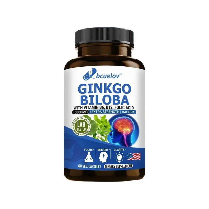 Ginkgo Biloba Capsules - Brain Supplement, Memory Support Supplement, Brain Function, Focus, Concentration