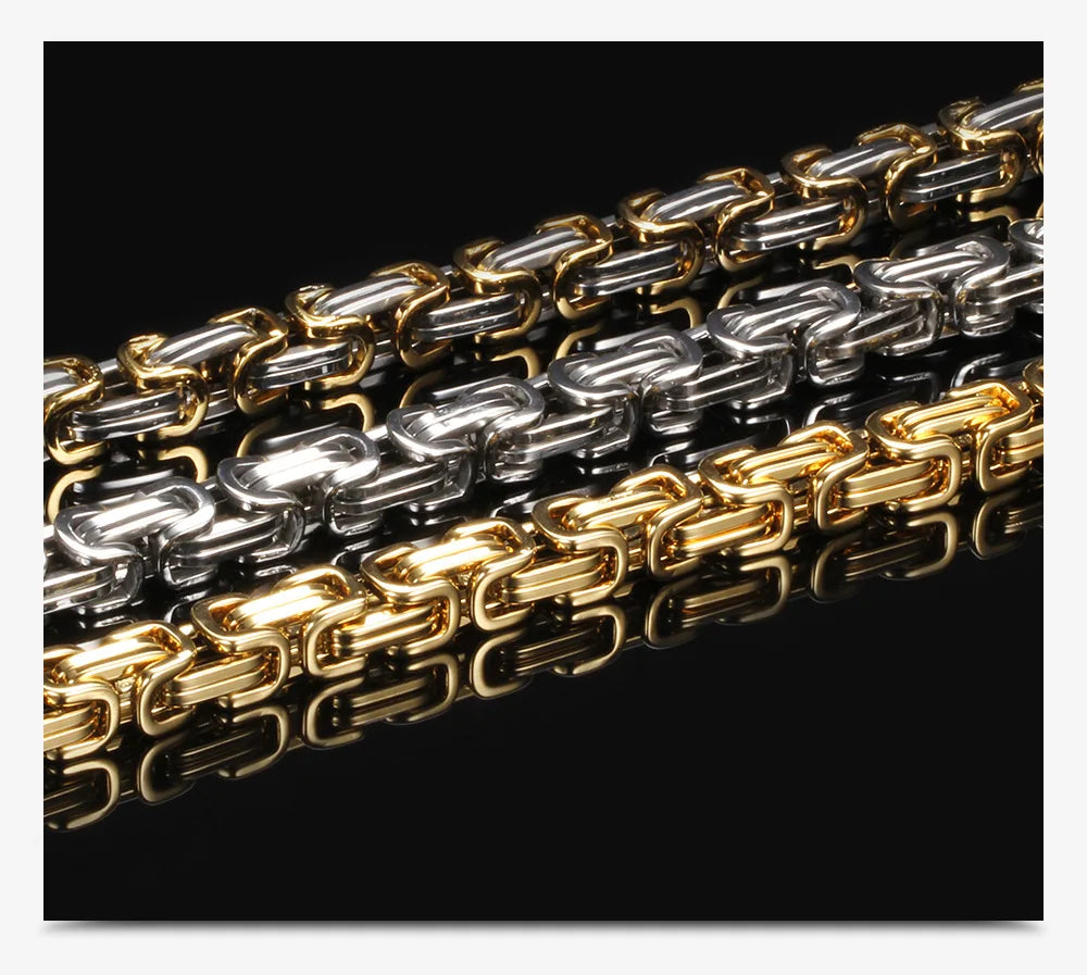 HNSP 8MM Stainless Steel Biker Motorcycle Chain Bracelet For Men Tough Guy Streetwear Style Jewelry Accessories