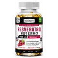 Resveratrol Root Extract Capsules - Antioxidant Anti-Aging, Brain & Heart Health, Skin Brightening & Immune Support, 120 Caps