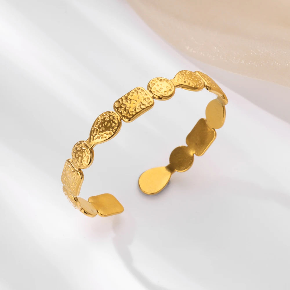 Stainless Steel Wide Bangles for Women Luxury Gold Color Chunky Flower Cuff Bangle Bracelet femme Vintage Wedding Jewelry Gifts