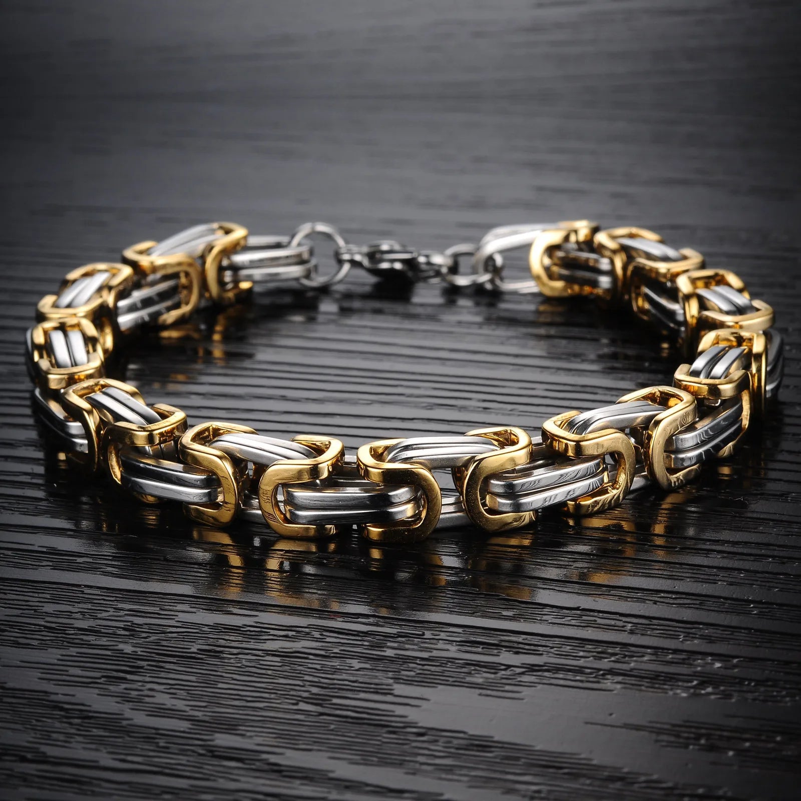 HNSP 8MM Stainless Steel Biker Motorcycle Chain Bracelet For Men Tough Guy Streetwear Style Jewelry Accessories