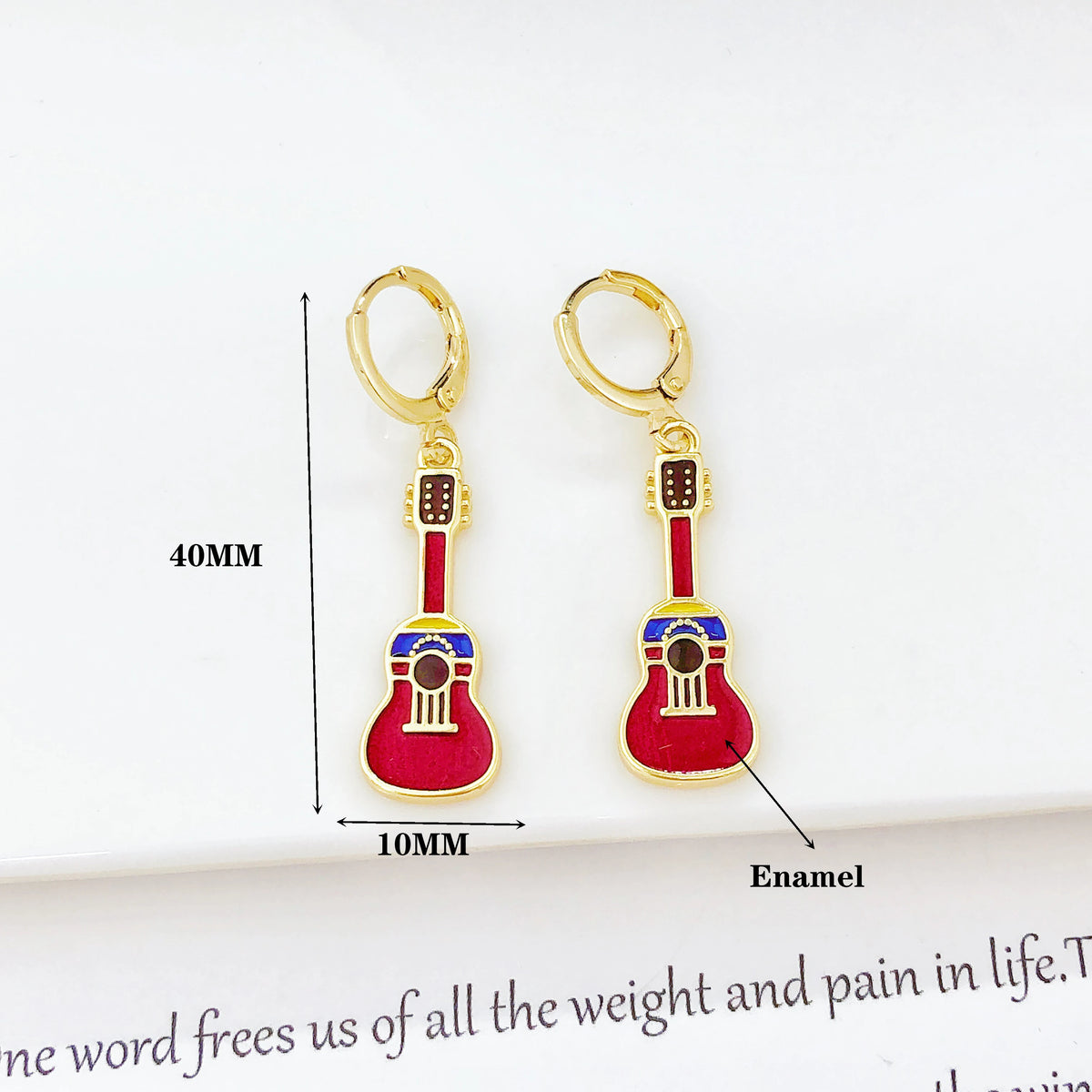 New Trendy Venezuela Country Flag Earrings Gold Plated Heart Guitar Parrot Drop Earrings for Women Daily Party Patriotic Gift