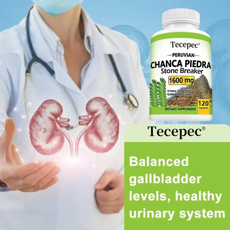 Chanca Piedra 1600 Mg - Kidney Stone Crusher, Urinary Tract Support, Liver Health, Promote Metabolism, Non-GMO, 120 Capsules