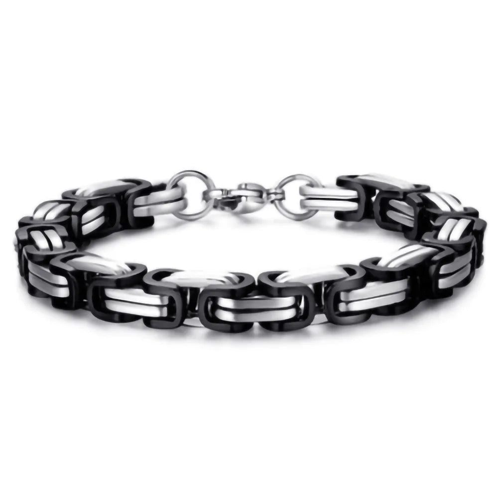 HNSP 8MM Stainless Steel Biker Motorcycle Chain Bracelet For Men Tough Guy Streetwear Style Jewelry Accessories