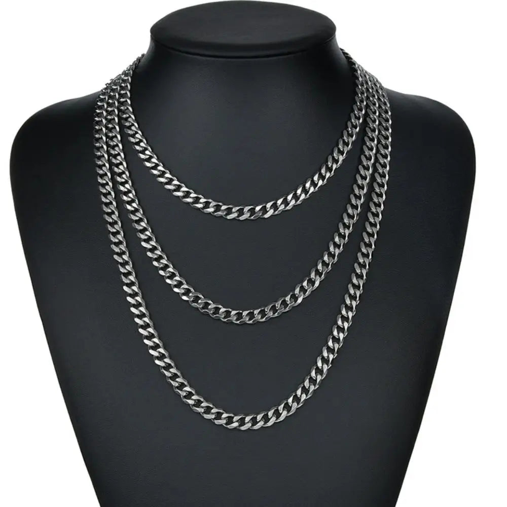 Simple Stainless Steel Cuban Chain Necklace for Men Gold Silver Color Metal Chain On The Neck Choker Jewelry Party Male DIY Gift