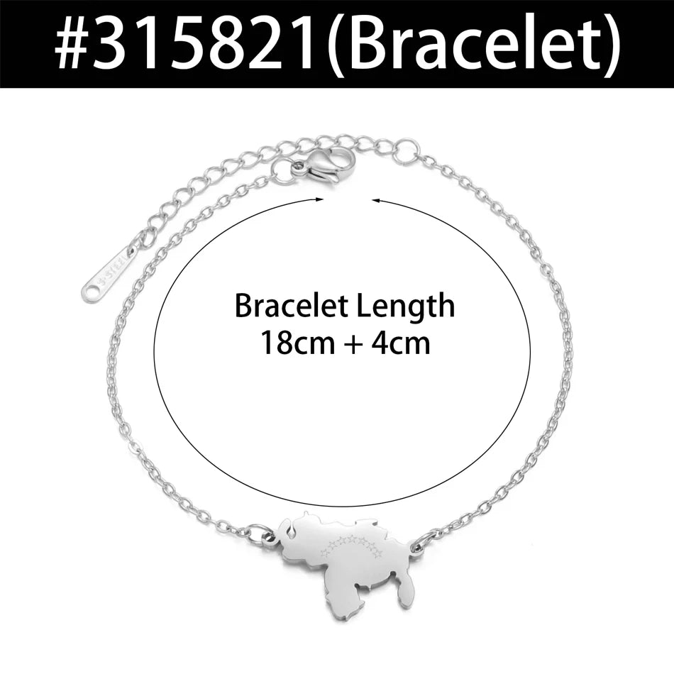 Anniyo 18CM + 4CM Venezuela Map Bracelet for Women Stainless Steel Jewelry Bangle @315821