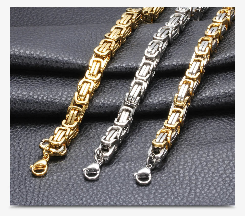 HNSP 8MM Stainless Steel Biker Motorcycle Chain Bracelet For Men Tough Guy Streetwear Style Jewelry Accessories