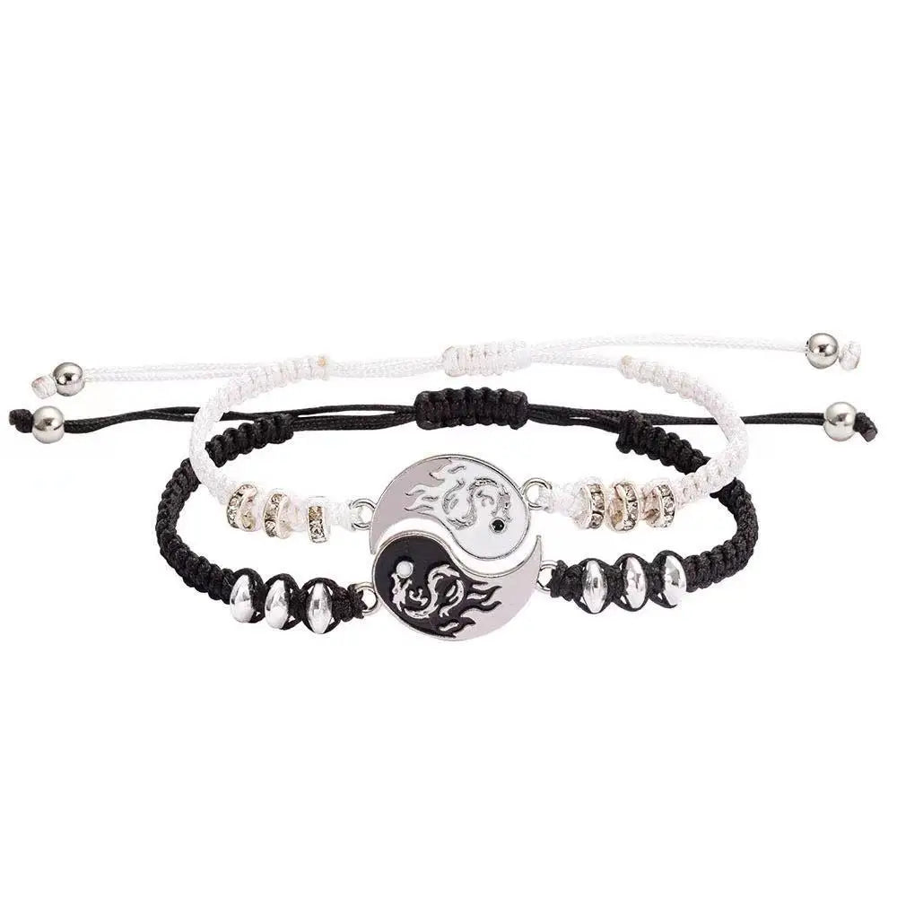 2022 New Best Friend Bracelets for 2 Matching Yin Yang Adjustable Cord Bracelet for Bff Friendship Relationship Boyfriend Girlfr