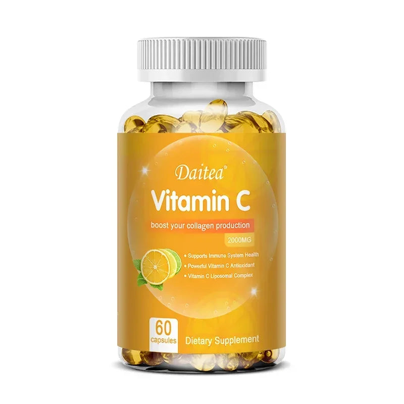 Vitamin C Capsules 2000 mg Rich In Antioxidant Helps Skin & nail and Hair Health  Immune System & Collagen Supplement