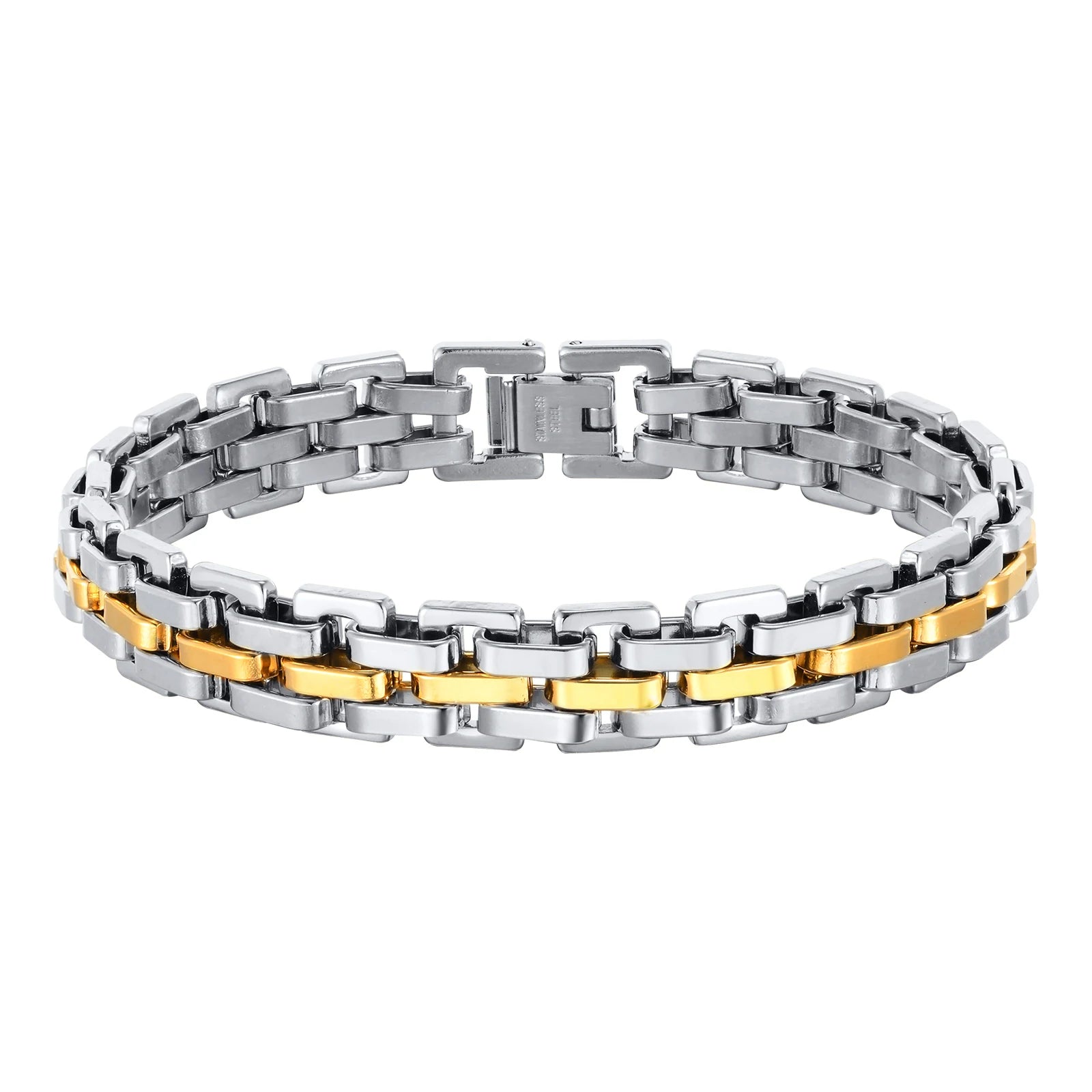 Vnox Stylish Strap Chain Bracelets for Men Gift Jewelry, 10.7MM Wide Stainless Steel Links Wristband, Father's Day Gift Dad