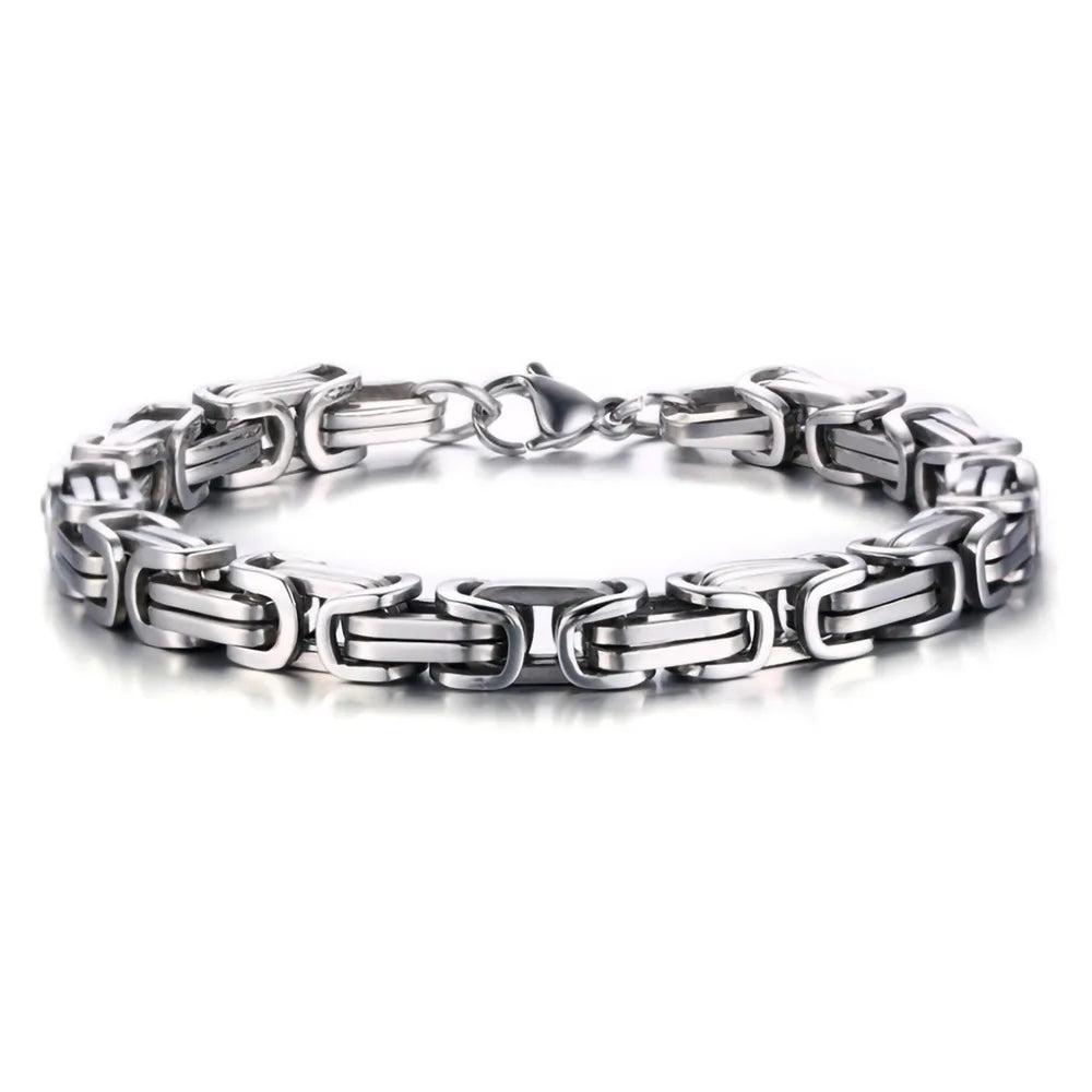 HNSP 8MM Stainless Steel Biker Motorcycle Chain Bracelet For Men Tough Guy Streetwear Style Jewelry Accessories