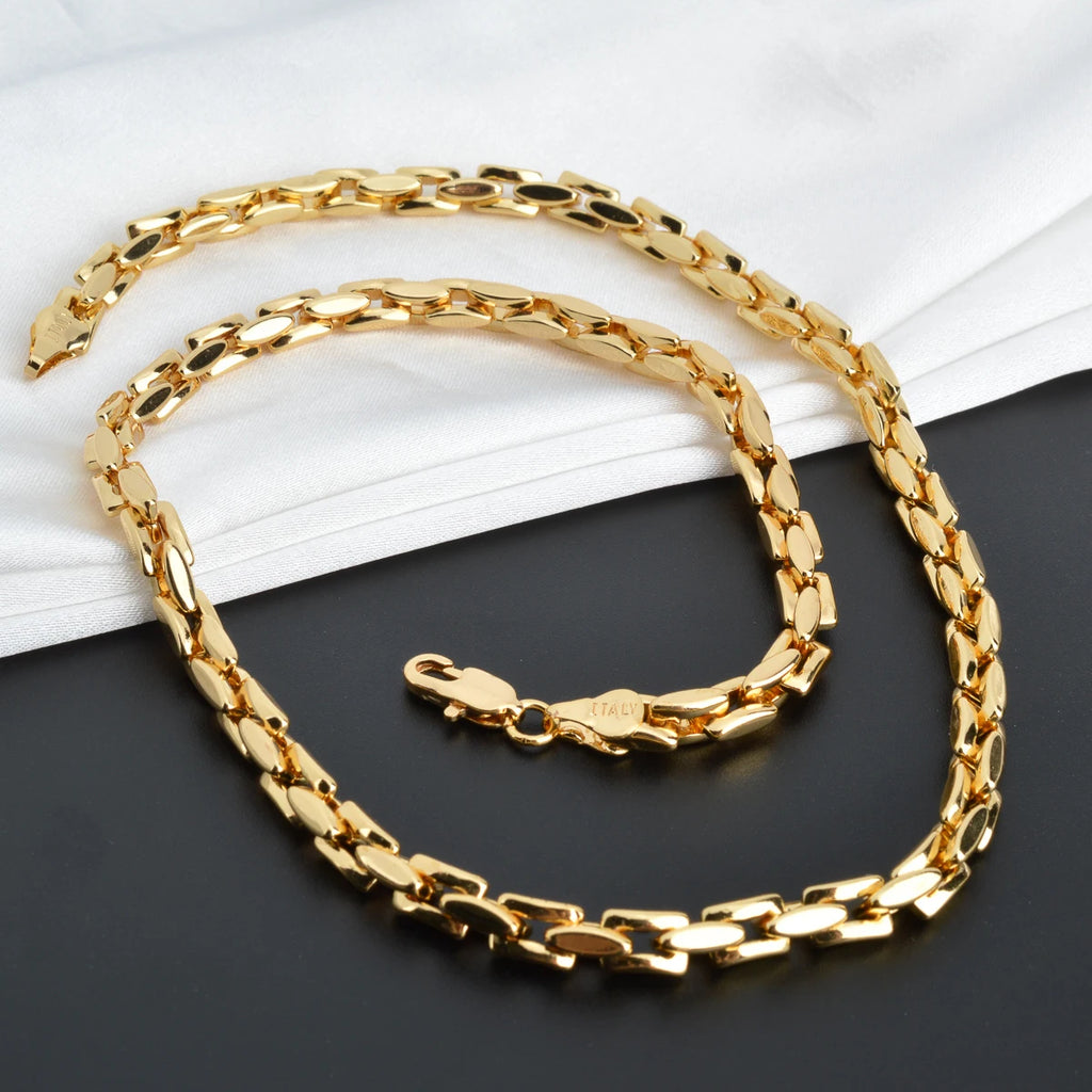 Dubai 18k Gold-Plated Hiphop Link Chain Necklace For Women Man Statement Gold Color Choker Classic Trendy Wedding Party Gifts