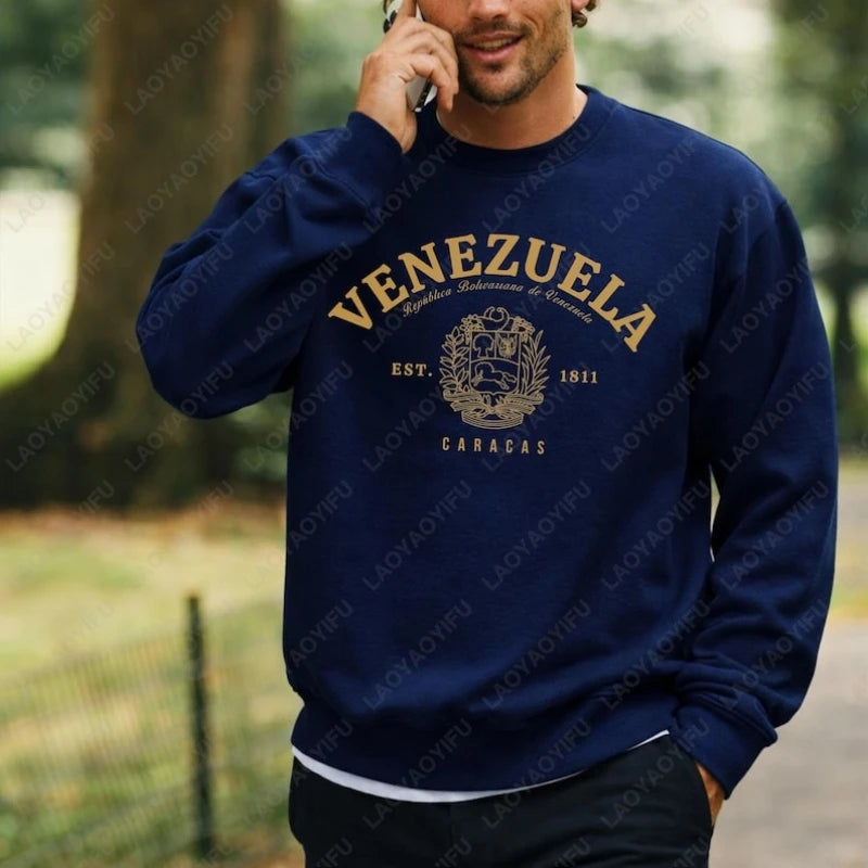 Freedom Venezuela Flag Creative Trend Casual Style Retro Graphic Hoody Simple Unisex Winter Pullover Ropa Hombre Man Clothes