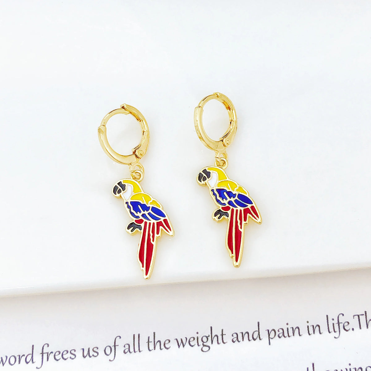 New Trendy Venezuela Country Flag Earrings Gold Plated Heart Guitar Parrot Drop Earrings for Women Daily Party Patriotic Gift