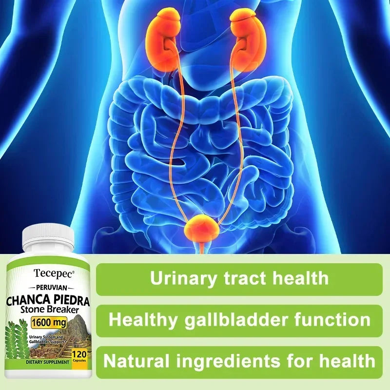 Chanca Piedra 1600 Mg - Kidney Stone Crusher, Urinary Tract Support, Liver Health, Promote Metabolism, Non-GMO, 120 Capsules