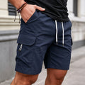 Men's Summer Cargo Shorts Multi-Pocket Drawstring Pants Casual Loose Fit Knee-Length Shorts for Outdoor & Streetwear