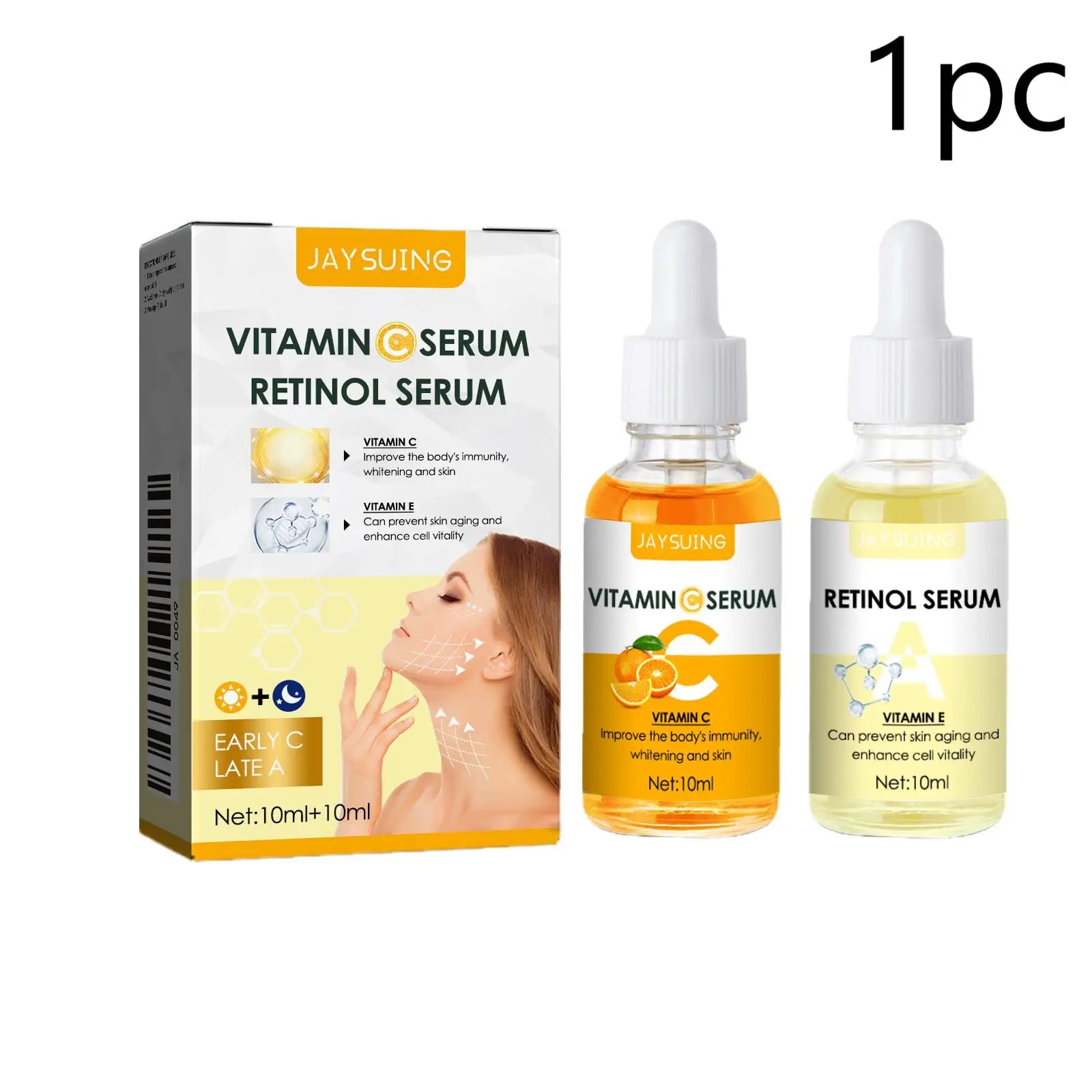 Day Night Vitamin C Retinol Serum Set, Anti-Aging Firming & Brightening Duo, Hydrating Skin Care Combo