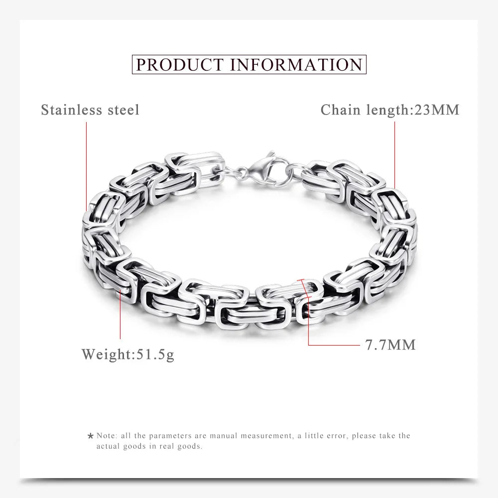 HNSP 8MM Stainless Steel Biker Motorcycle Chain Bracelet For Men Tough Guy Streetwear Style Jewelry Accessories