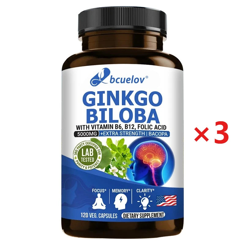Ginkgo Biloba Capsules - Brain Supplement, Memory Support Supplement, Brain Function, Focus, Concentration