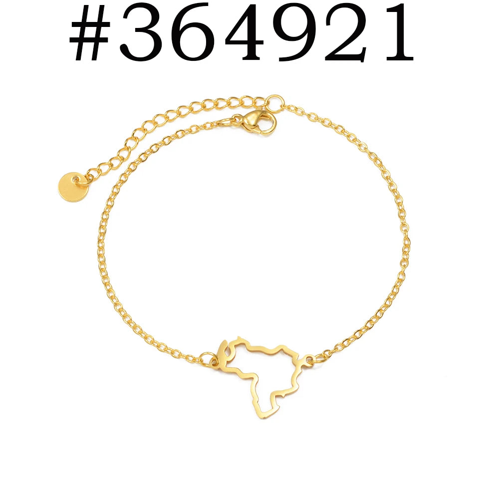 Anniyo 18CM + 5CM Venezuela Map Bracelet for Women Stainless Steel Jewelry  #364721