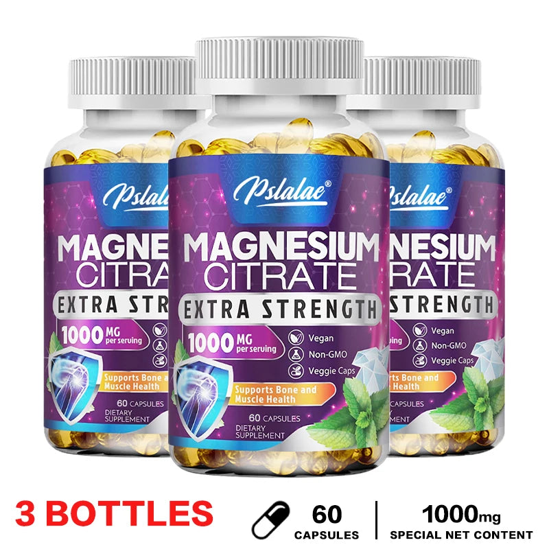 High Absorption Magnesium Citrate Capsules 1000 Mg - for Muscle, Nerve, Bone and Heart Health