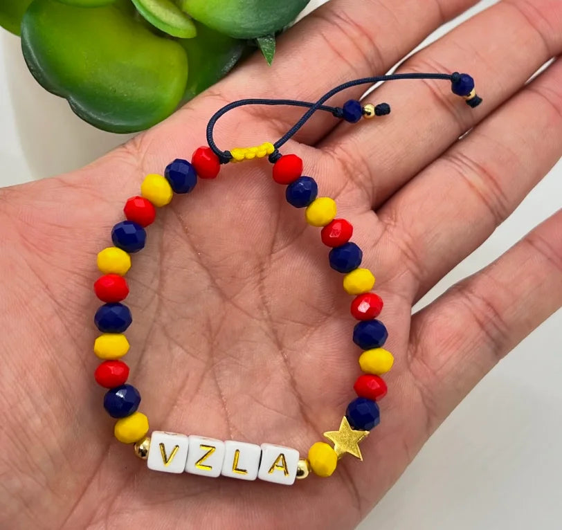 Handmade Venezuela bracelet, Venezuela flag bracelet, Venezuelan jewelry，FE charm bracelet