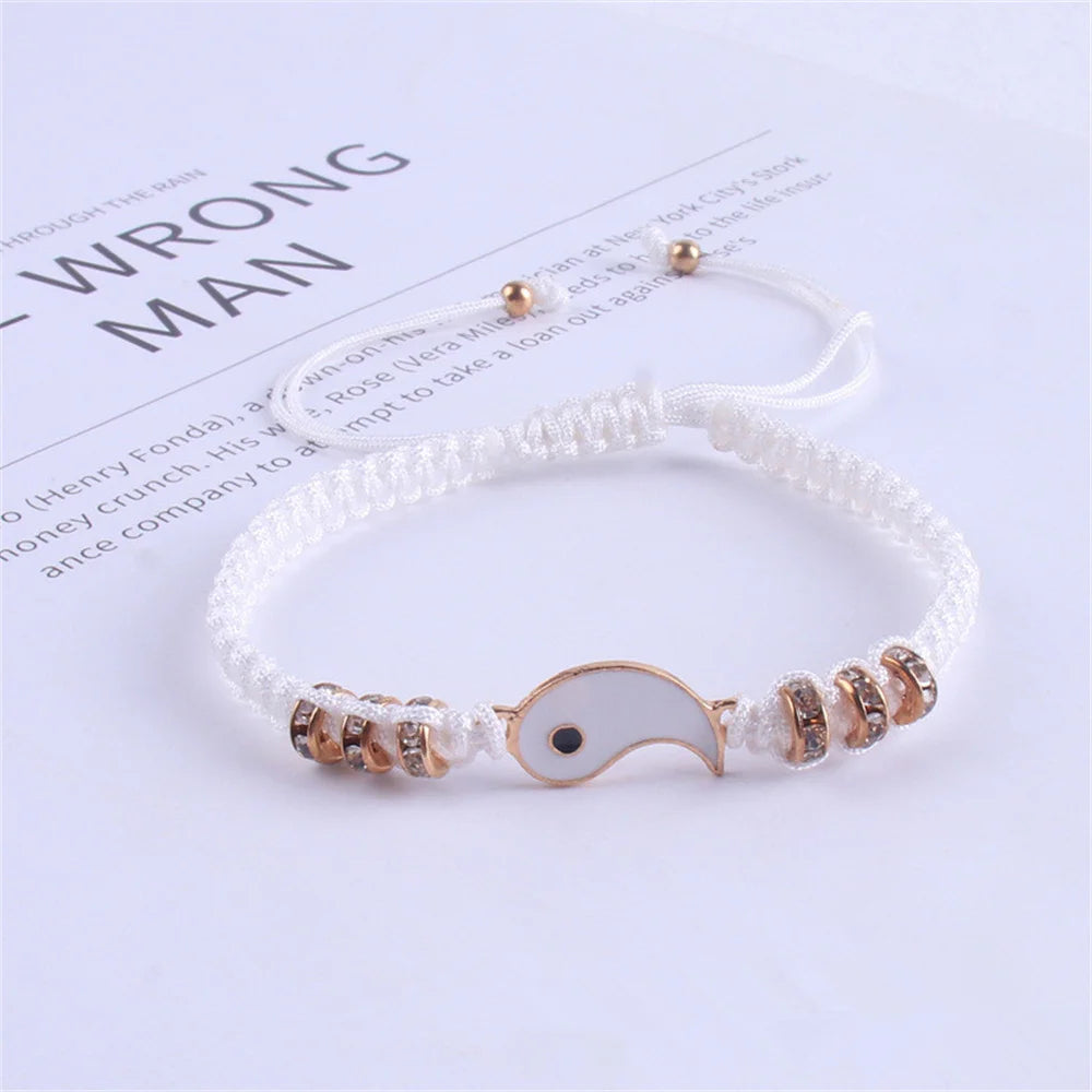 2022 New Best Friend Bracelets for 2 Matching Yin Yang Adjustable Cord Bracelet for Bff Friendship Relationship Boyfriend Girlfr