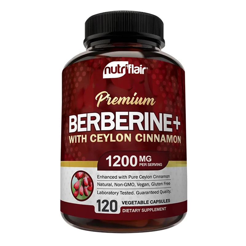 Berberine HCl 1200mg, 120 Capsules - Plus Ceylon Cinnamon, Berberine HCI Root Supplements, Support Weight Management