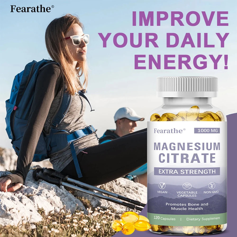 Magnesium Citrate 1000 Mg - Maximized Absorption, Supports Muscle, Nerve, Bone, Sleep and Heart Health - 120 Capsules