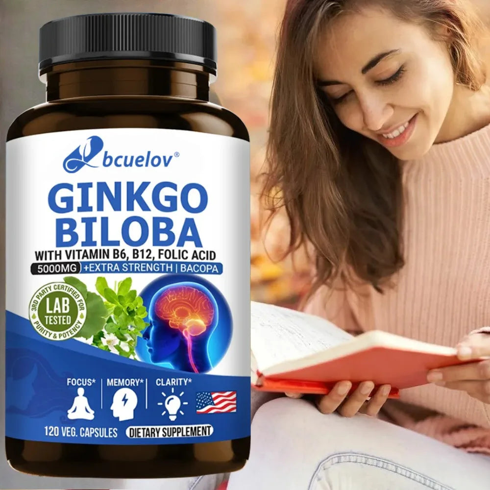 Ginkgo Biloba Capsules - Brain Supplement, Memory Support Supplement, Brain Function, Focus, Concentration
